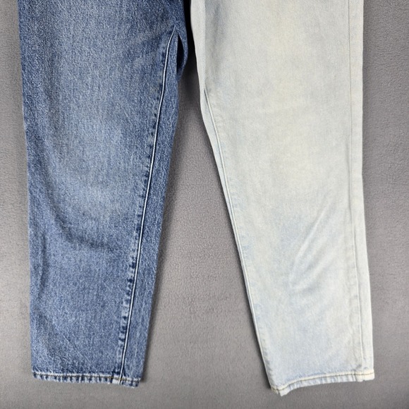 Y2k Mom Jeans Hi Rise Two Tone Womens 26 Color‎ Block Patchwork Button Fly vtg - Picture 4 of 16